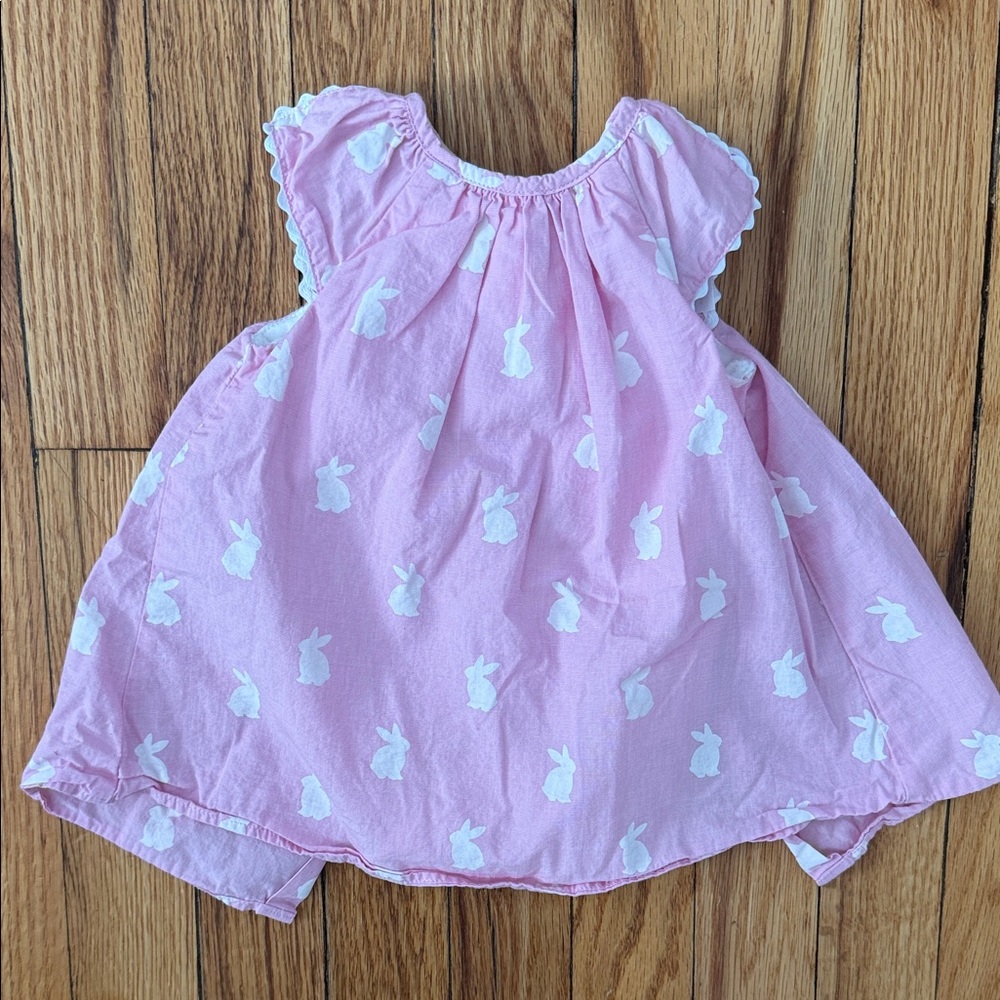 Pink Baby Dress with White Bunny Print